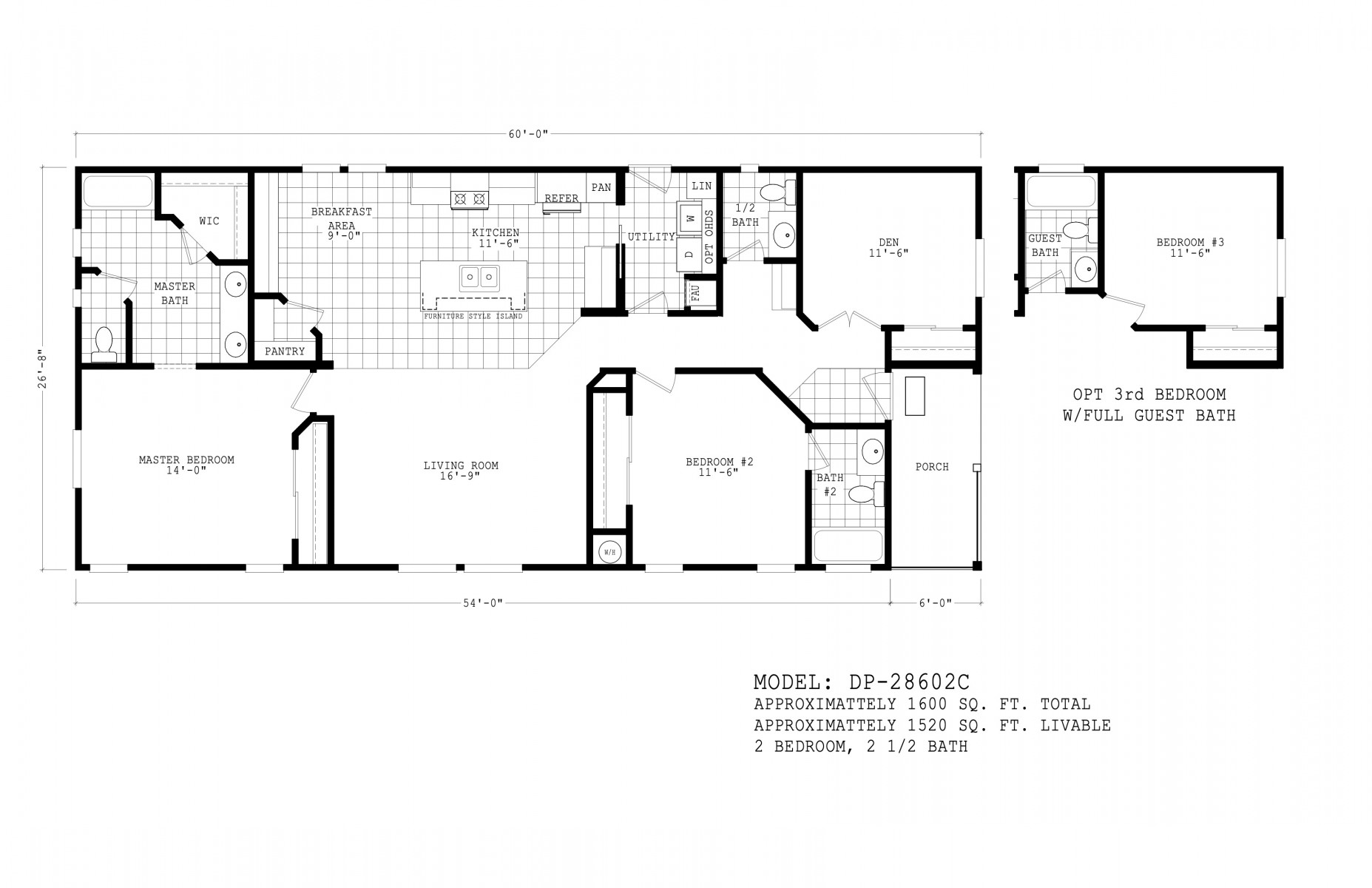 Homes Direct Modular Homes - Model DP28602C - Floorplan