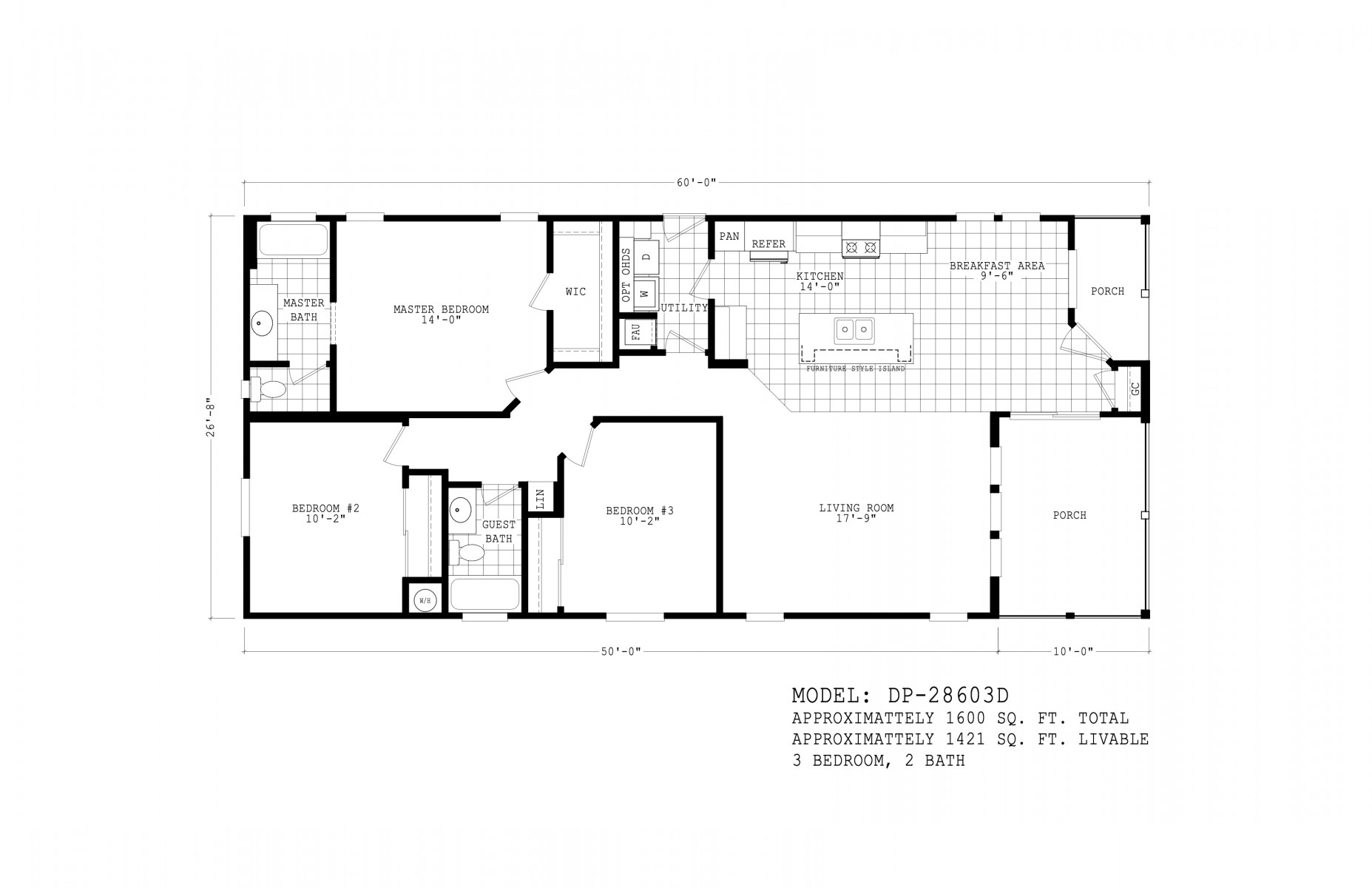 Homes Direct Modular Homes - Model DP28603D - Floorplan