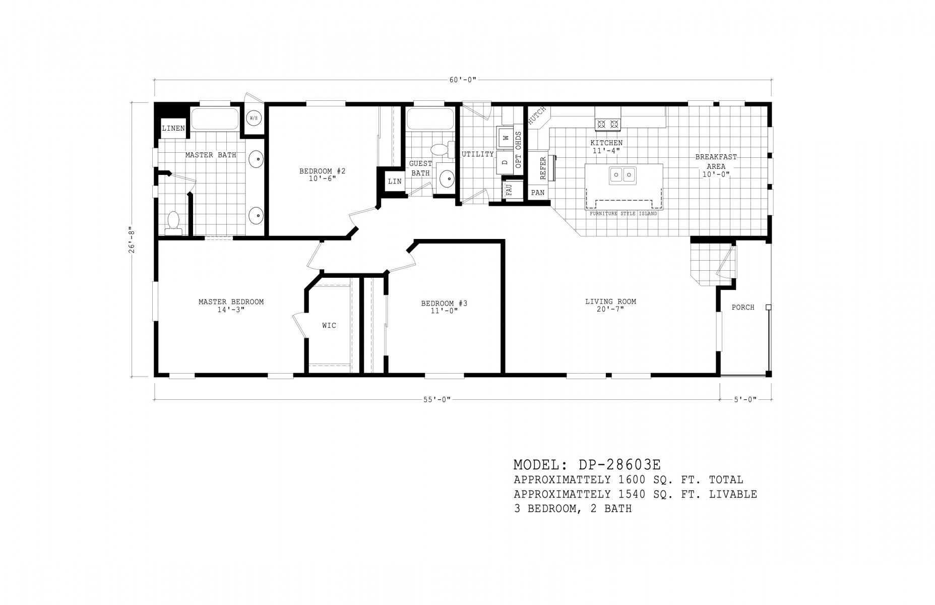 Homes Direct Modular Homes - Model DP28603E - Floorplan