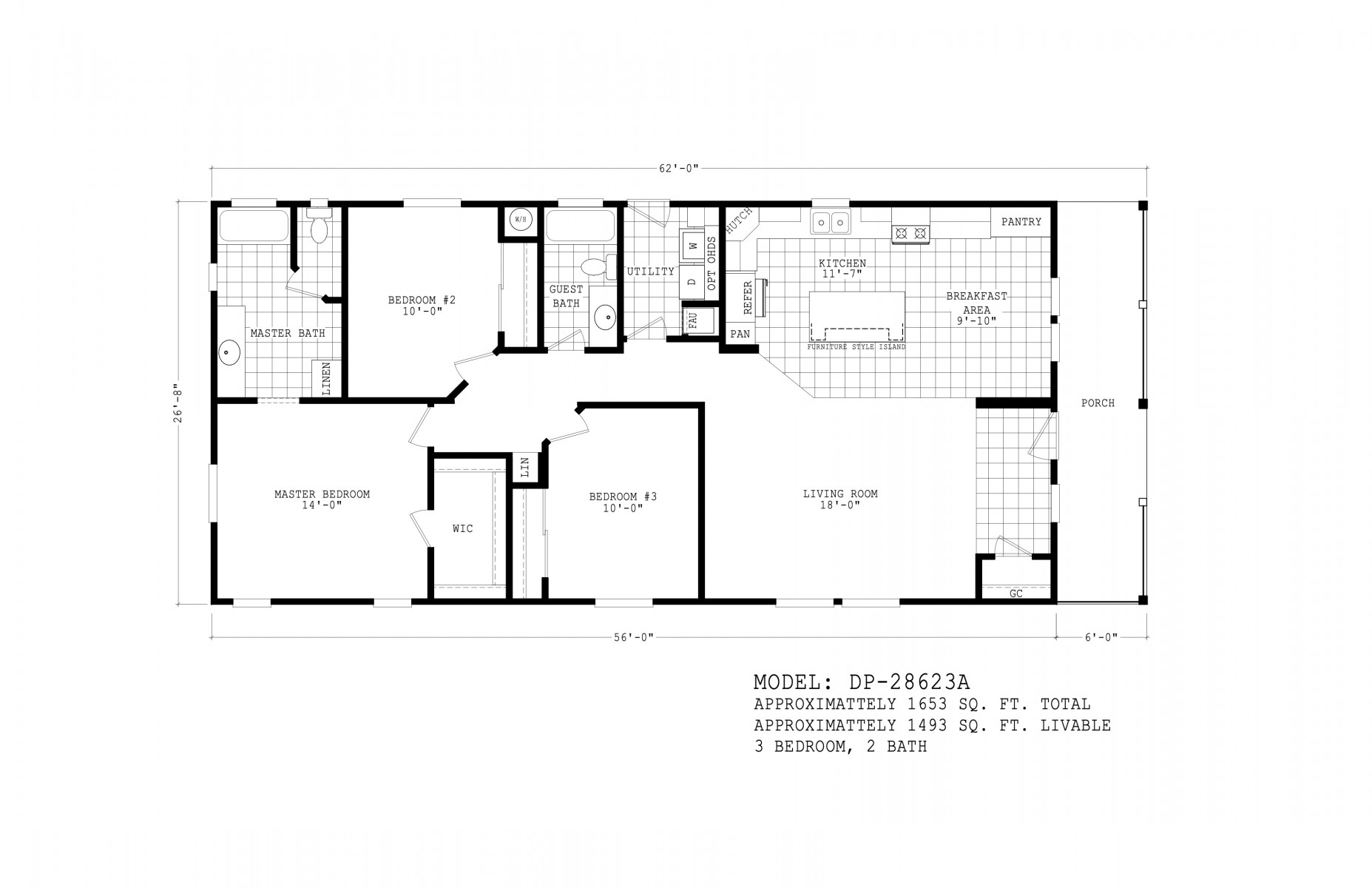 Homes Direct Modular Homes - Model DP28623A - Floorplan