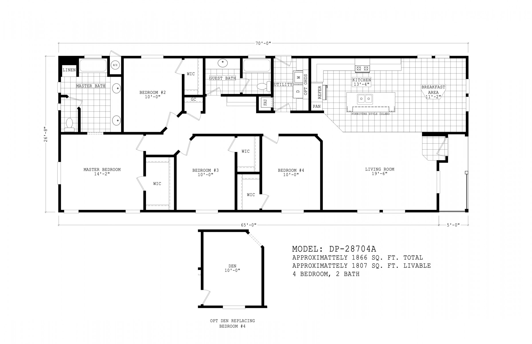 Homes Direct Modular Homes - Model DP28704A - Floorplan