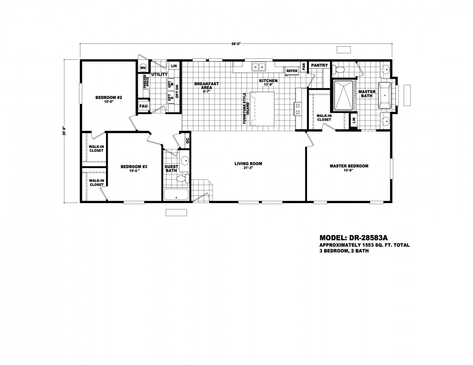 Homes Direct Modular Homes - Model DR28583A - Floorplan