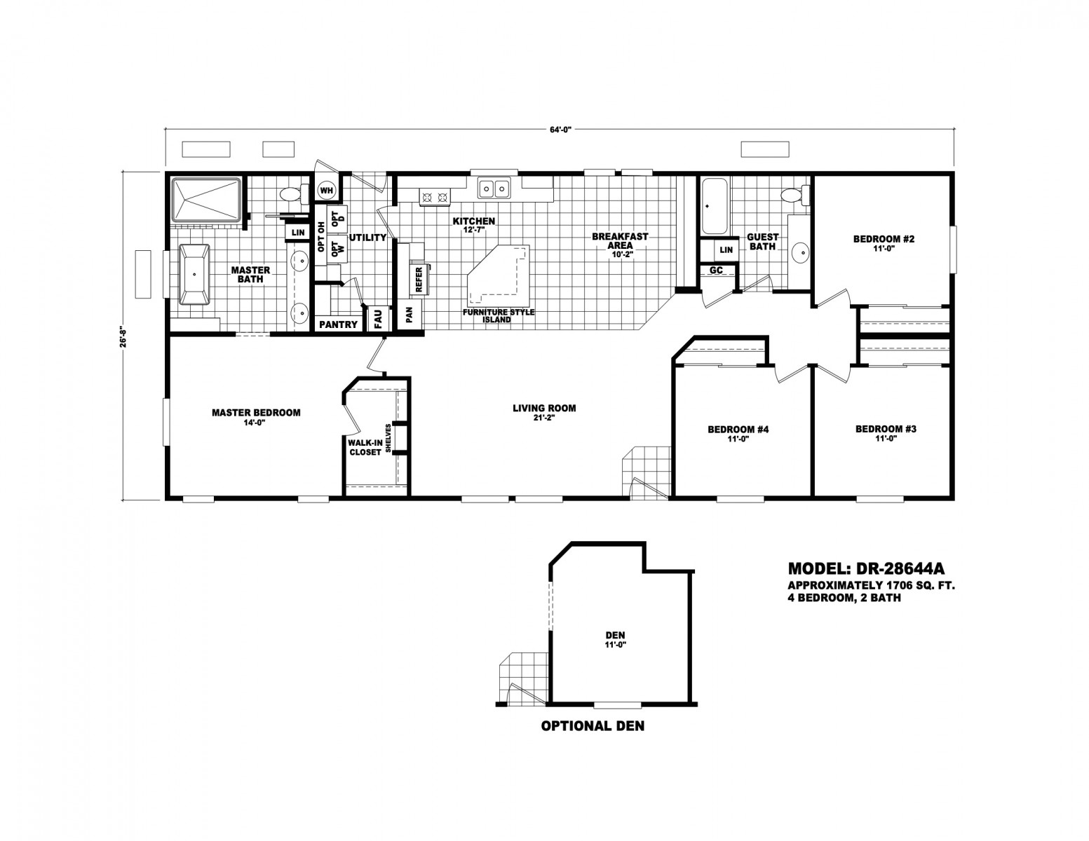 Homes Direct Modular Homes - Model DR28644A - Floorplan
