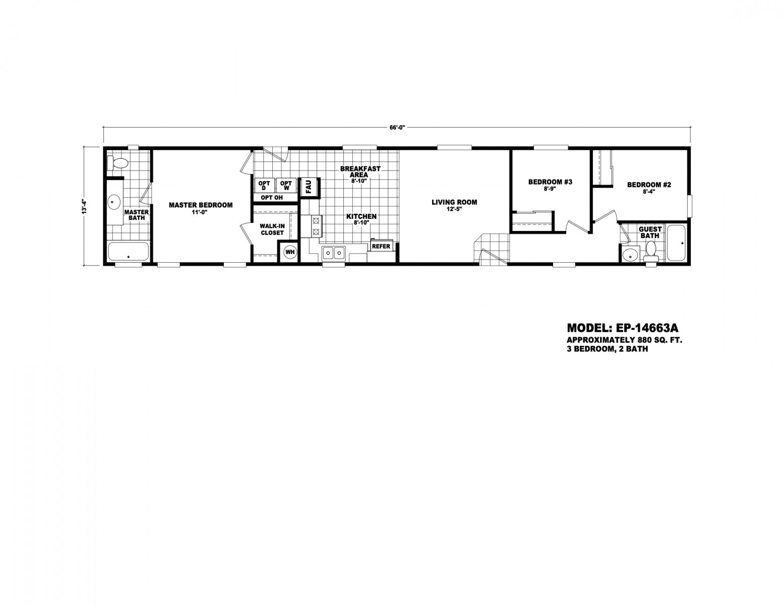 Homes Direct Modular Homes - Model EP14663A - Floorplan