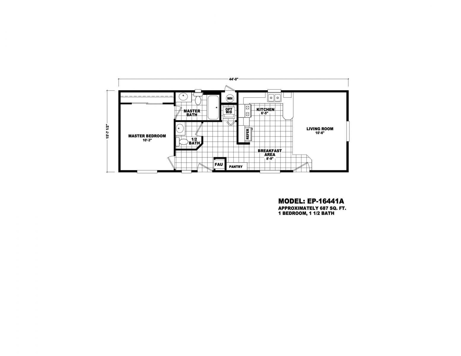 Homes Direct Modular Homes - Model EP16441A - Floorplan