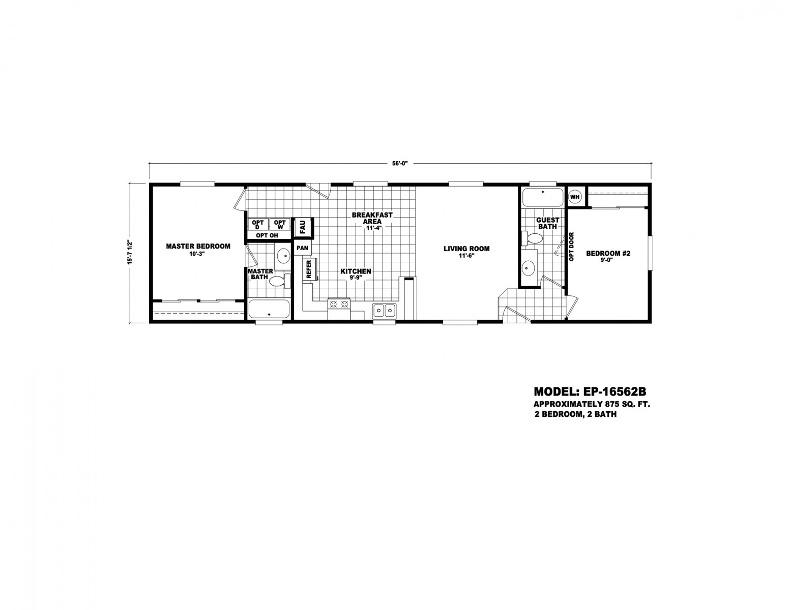 Homes Direct Modular Homes - Model EP16562B - Floorplan