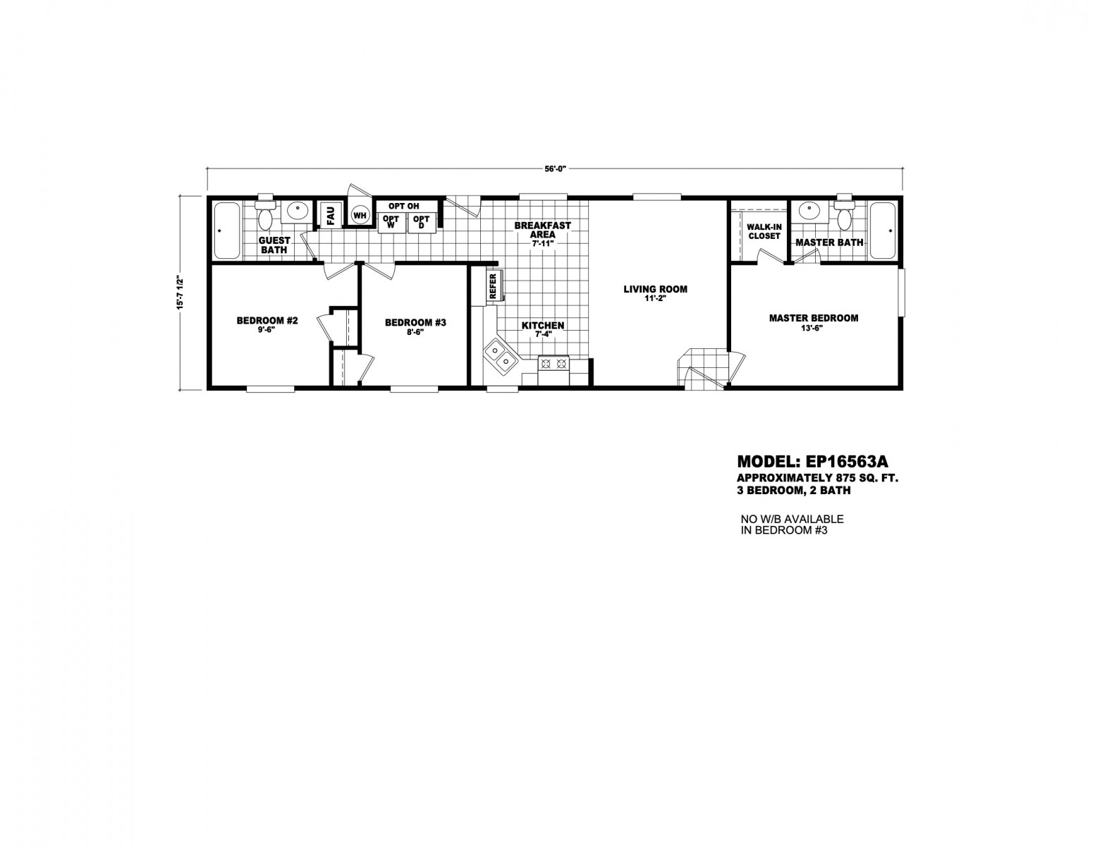 Homes Direct Modular Homes - Model EP16563A - Floorplan