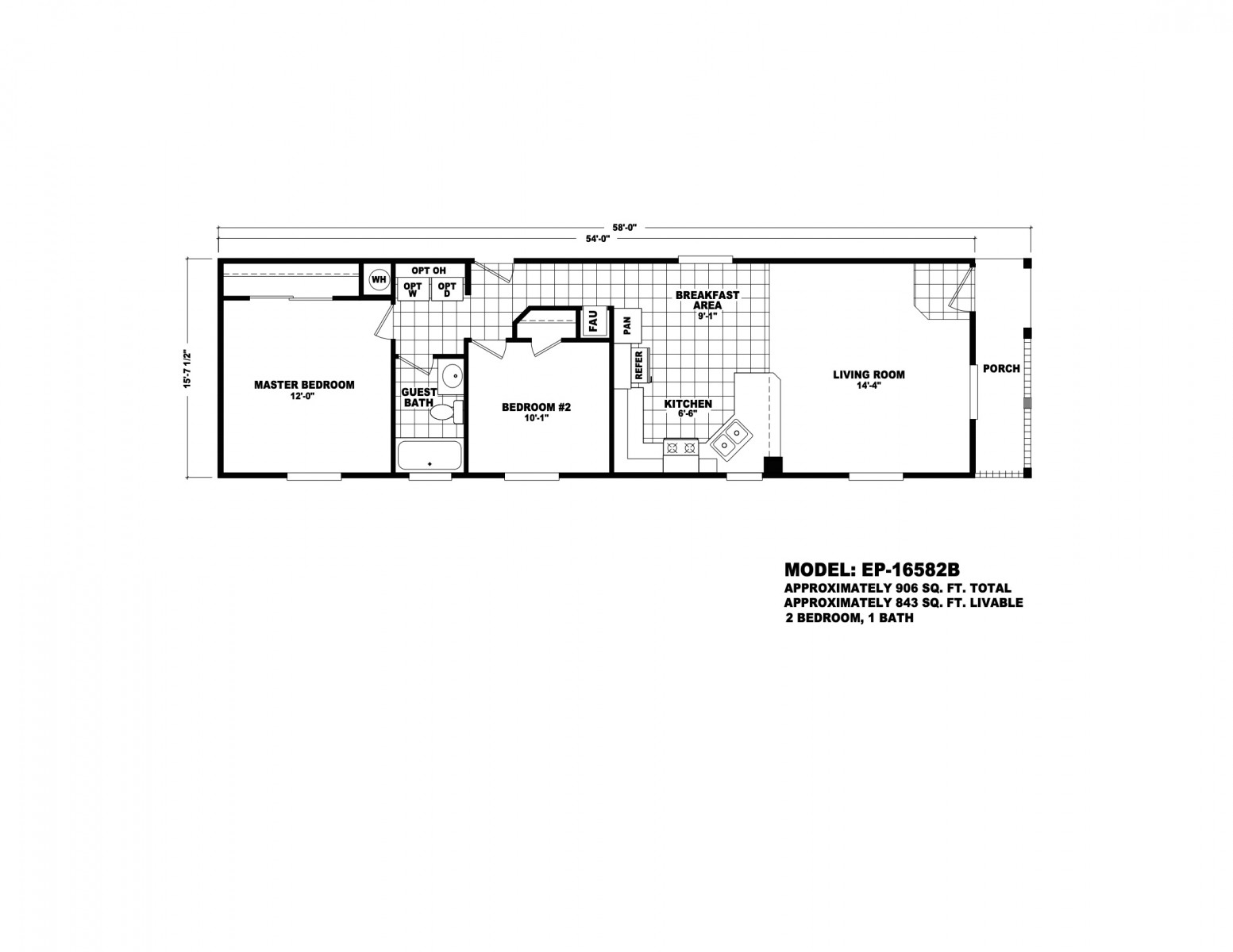 Homes Direct Modular Homes - Model EP16582B - Floorplan