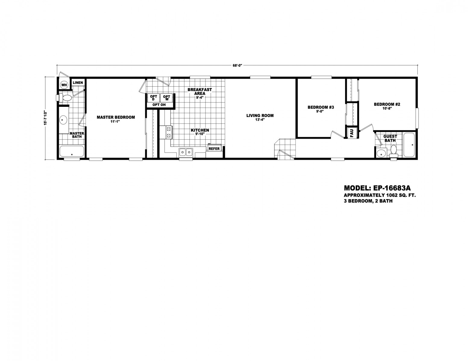 Homes Direct Modular Homes - Model EP16683A - Floorplan