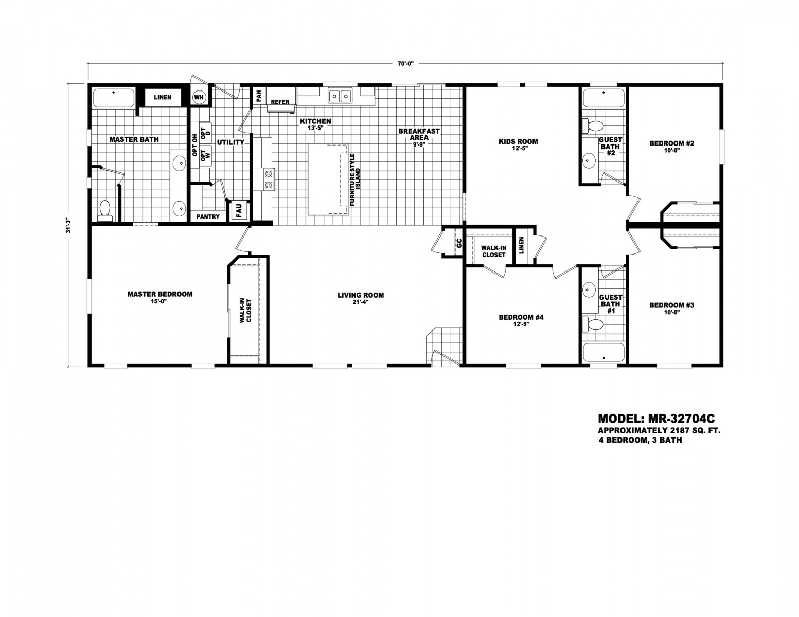 Homes Direct Modular Homes - Model MR32704C - Floorplan