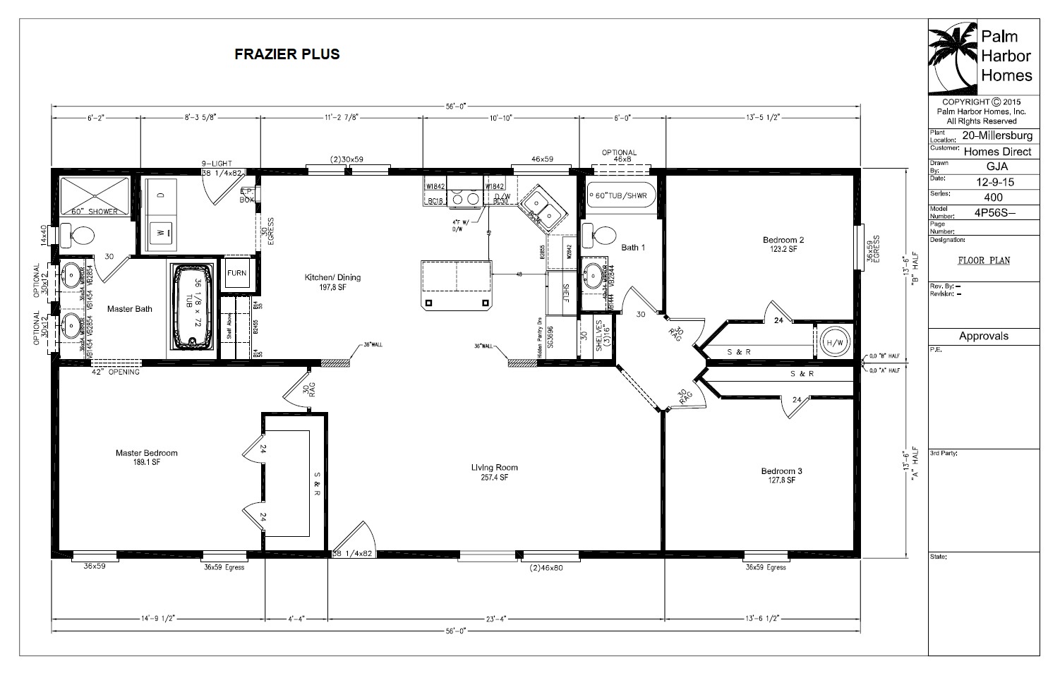 Homes Direct Modular Homes - Model 4P56S3D - Floorplan