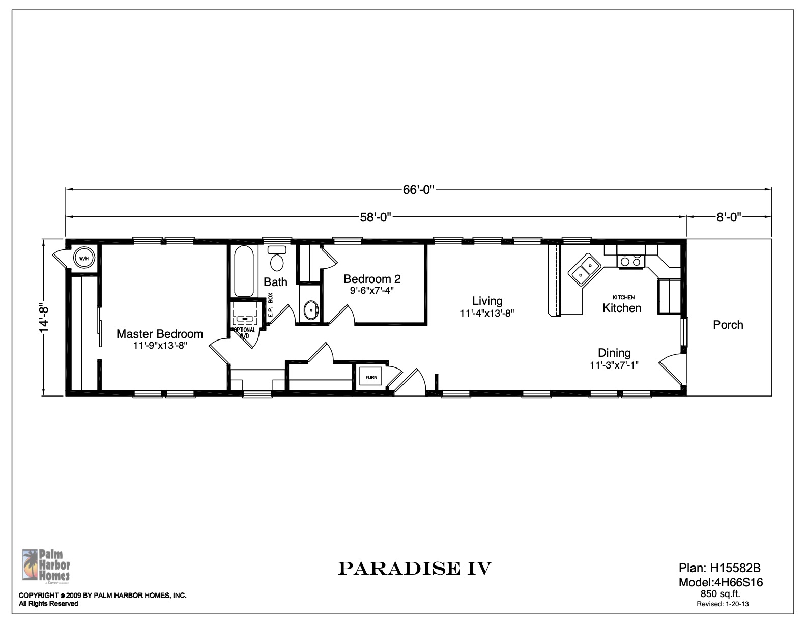 Homes Direct Modular Homes - Model 4H66S16 - Floorplan