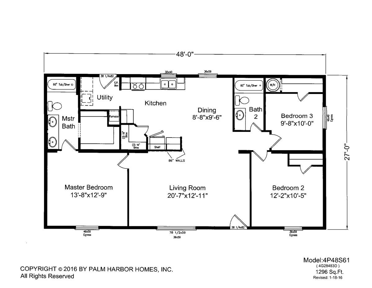Homes Direct Modular Homes - Model 4P48S61 - Floorplan