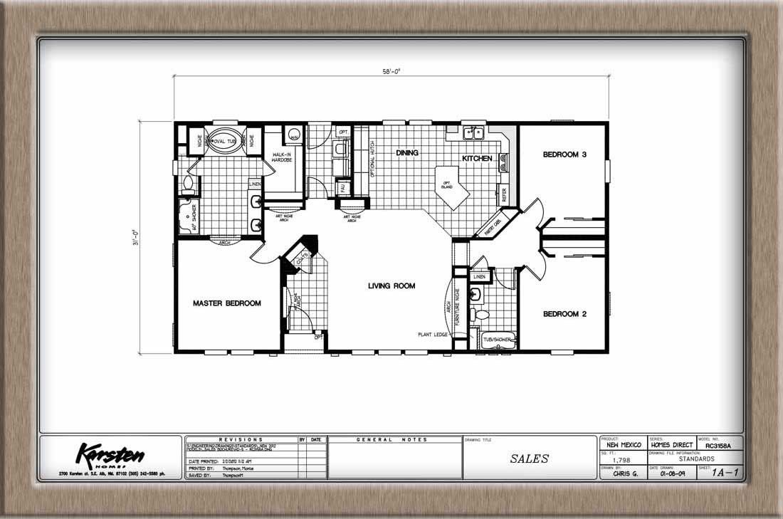 Homes Direct Modular Homes - Model K3158A - Floorplan