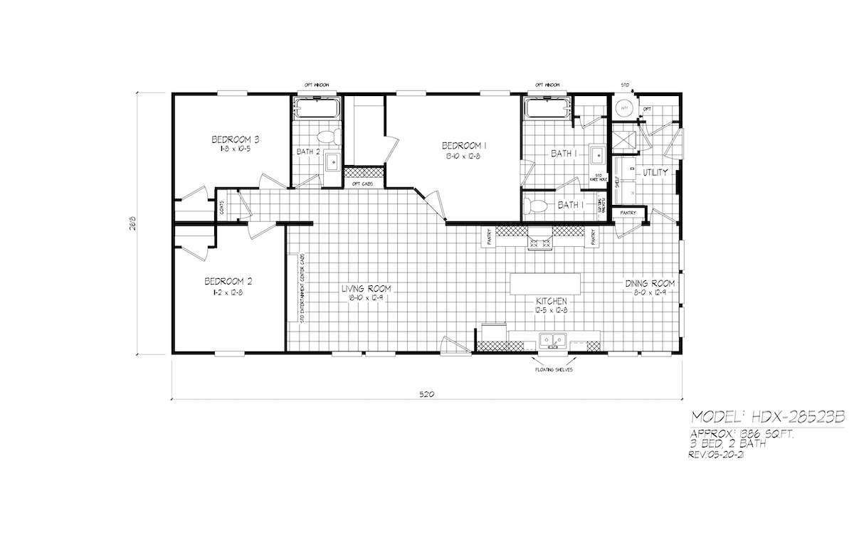 Homes Direct Modular Homes - Model HDX28523B - Floorplan