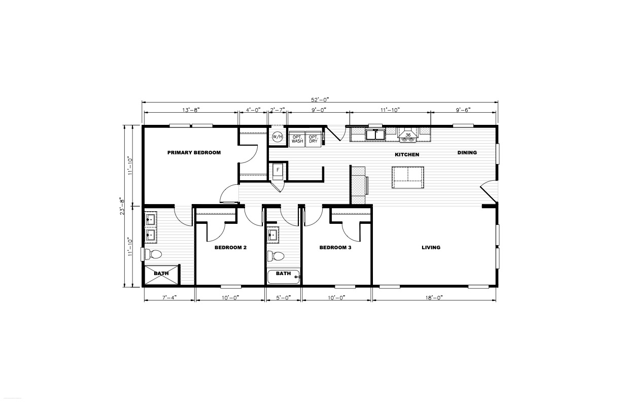 Homes Direct Modular Homes - Model TEM24523A - Floorplan