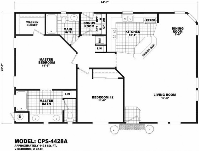 Cavco (Arizona) 2 Bedroom Manufactured Home CPS 4428A for ...