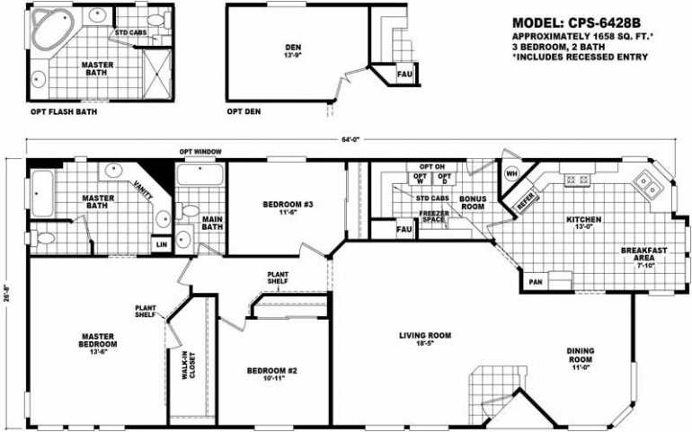 Cavco (Arizona) 3 Bedroom Manufactured Home CPS 6428B for