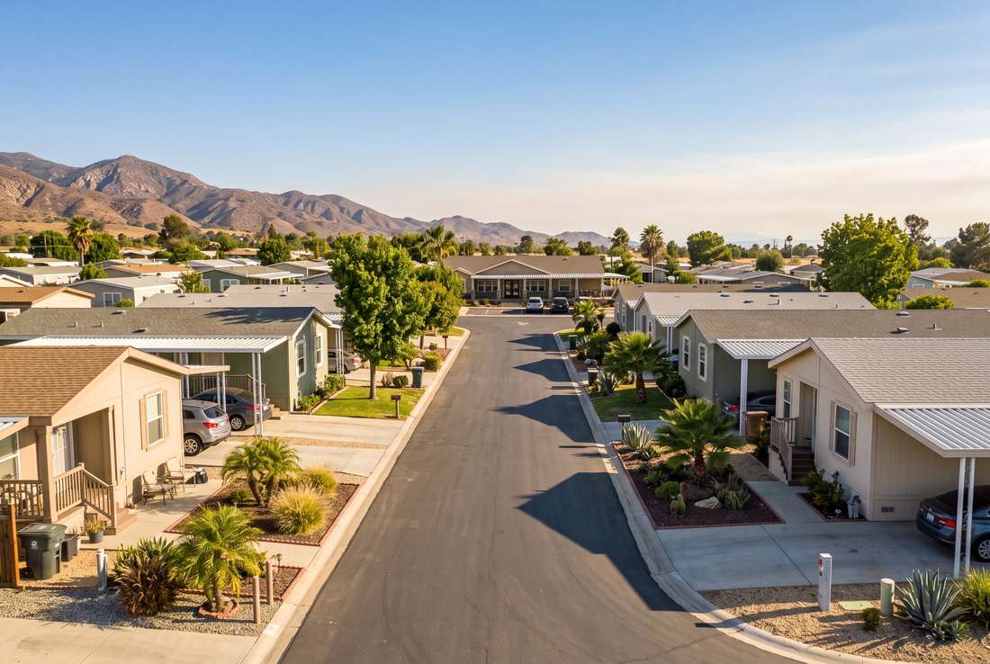 Manufactured homes in a California mobile home park community